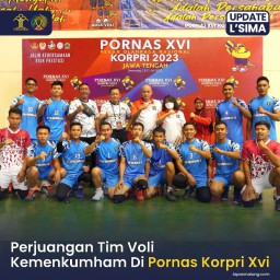 Aksi Tim Bola Voli Kemenkumham, di Ajang Pornas Korpri XVI
