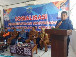 Linmas Dari 12 Desa se'Kecamatan Cimanggu Ikuti Sosialisasi Pemberdayaan Masyarakat Dalam Pencegahan Kebakaran Khusus Satlinmas 