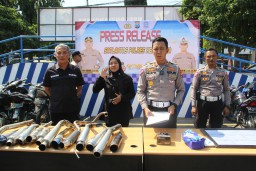 Polres Kediri Kota Amankan Puluhan Motor Knalpot Brong Diduga Untuk Balap Liar