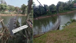 Sling Jembatan Gantung Ariung Mendalam Putus, Akses Warga Terganggu 