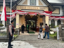 Polres Bandara Ngurah Rai Lakukan Pengamanan Giat Ibadah Gereja Ekklesia