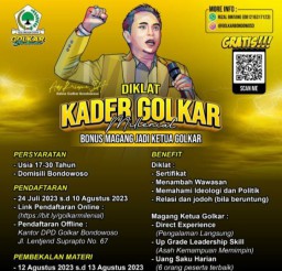 Sukses di Acara Duta Golkar, DPD Partai Golkar Bondowoso Kembali Menggelar Diklat Kader Golkar Milenial