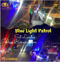 Antisipasi Rawan di Malam Minggu Sat Lantas Polres Karangasem Laksanakan Blue Light Patroli 