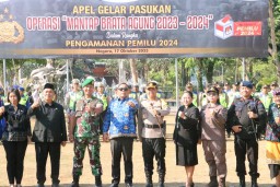 Kapolres Jembrana Pimpin Apel Gelar Pasukan Operasi Mantap Brata Agung 2023-2024 Untuk Pengamanan Pemilu Tahun 2024