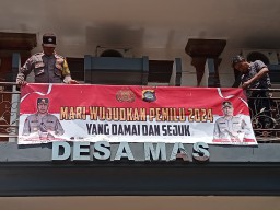 Polda Bali dan Jajaran Gencar Pasang Spanduk Ajak Masyarakat Ciptakan Pemilu Damai