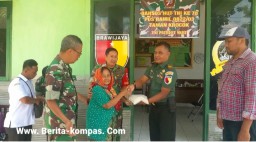 Peringati HUT TNI ke 78, Danposramil 03 Taman Krocok Bersama Anggota Bagi - bagi Bansos