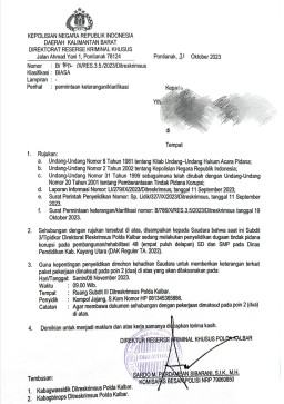 Guna Untuk Kepentingan Penyelidikan,Polda Kalbar Panggil Kontraktor Dugaan Kuropsi DAK Dispen 2022