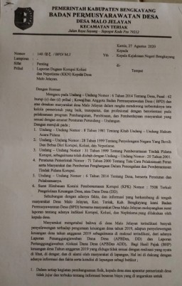 Menunggu Kepastian Terkait Laporan Warga Desa Malo Jelayan Dugaan Korupsi, Kolusi, Nepotisme(KKN) di Kejari Bengkayang