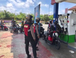 Giat Patroli Personil Polres Bandara Ngurah Rai Pantau SPBU