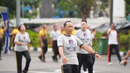 Memeriahkan Jelang HUT ke-73 Polairud, Kapolda Bali Hadir Pada Olahraga Bersama Instansi Kemaritiman dan Kedirgantaraan