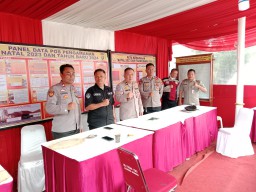 Tim Asistensi Ops Lilin Jaya 2023 Polres Metro Jakarta Timur kontrol Pospam Gereja Santo Yoseph