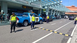 Personil Pam Nataru Giat Patroli Gabungan, Sisir Bandara Ngurah Rai dan Sampaikan Pesan Kamtibmas