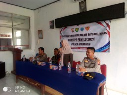 Polsek Cimanggu Gelar Giat Pelatihan Linmas Untuk Pam TPS Pemilu 2024
