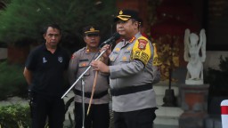 Polresta Denpasar Gelar Simulasi Pengamanan Tahap Pemungutan dan Penghitungan Suara Pemilu 2024