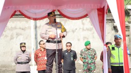 Kapolresta Denpasar Pimpin Apel Pergeseran Pasukan Pengamanan Pemungutan Suara Pemilu 2024