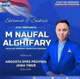 Ucapan Selamat dan Sukses Atas Terpilihnya M. NAUFAL ALGHIFARY Sebagai Anggota DPRD Provinsi Jawa Timur