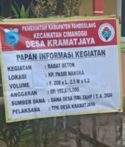 Pemerintah Desa Kramat Jaya Bangun Rabat Beton Dengan Sumber Dana Desa