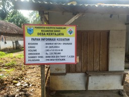 Pemdes Kertajaya Realisasikan Anggaran Dana Desa Tahap I Tahun 2024 Rambat Beton + Drainase