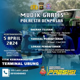 Polresta Denpasar Kini Kembali Gelar Mudik Gratis