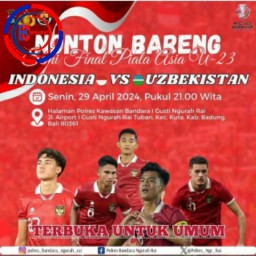 Polres Kawasan Bandara I Gusti Ngurah Rai Gelar Nobar Dukung Timnas Indonesia di Piala Asia U-23