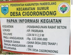 Pemdes Cigorondong Realisasikan Dana Desa Tahap I Tahun 2024 Rabat Beton