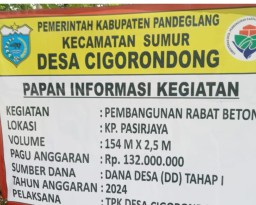 Pembangunan Rabat Beton di Desa Cigorondong Sudah Sesuai Spesifikasinya, Namun Ada Saja Yang Menjelekkan Pekerjaan Tersebut