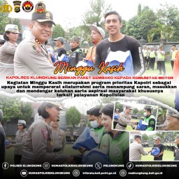 Minggu Kasih, Kapolres Klungkung Bagikan Sembako kepada Komunitas Motor dan Ojek Online