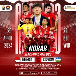 Nobar Semifinal Piala Asia U-23 Meriahkan Kantor Pemkab Tulungagung