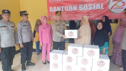 Kapolsek Ciracas Salurkan Bantuan Sosial Kepada Warakauri Dalam Rangka HUT Bhayangkara ke 78