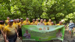 Menyambut Hari Bhayangkara ke-78 Polres Bandara Ngurah Rai Tanam 1.000 Bibit Pohon Bakau