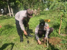 Dalam Rangka Peringatan HUT Bhayangkara ke-78 Tahun 2024 Polsek Cimanggu, Gelar Penanaman Pohon