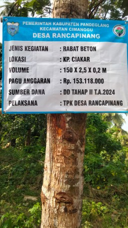 Pemdes Rancapinang Realisasikan Dana Desa Tahap 2 Tahun 2024 Rabat Beton