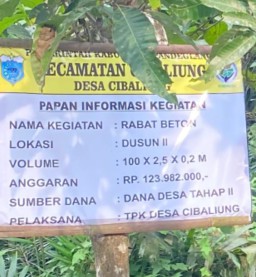 Pemdes cibaliung Realisasikan Dana Desa Tahap 2 Tahun 2024 Rambat Beton