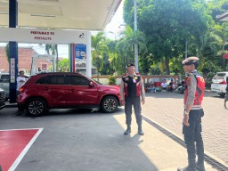 Giat Patroli Personil Polres Bandara Ngurah Rai Pantau SPBU Angkasa