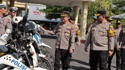 Polres Nganjuk Bersama Rolog Polda Jatim Lakukan Pengecekan Kesiapan Kendaraan Dinas dan Alat Material Khusus
