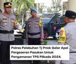 Polres Pelabuhan Tj Priok Gelar Apel Pergeseran Pasukan Untuk Pengamanan TPS Pilkada 2024.