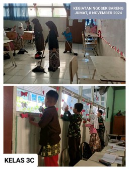 Sambut Hari Pahlawan, Siswa SDN Rangkah 1 Gelar Kegiatan Bersih-Bersih Sekolah