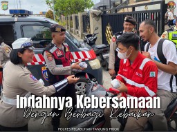 Indahnya Kebersamaan Berbagi Kebaikan, Kasatsamapta Bagikan Makanan Siap Santap.