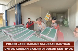 Polsek Jagoi Babang Salurkan Bantuan untuk Korban Banjir di Dusun Sentimok