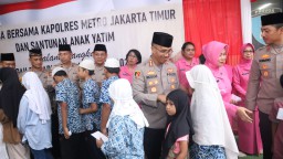 Kapolres Metro Jaktim Dan Bhayangkari Gelar Santunan Anak Yatim Dan Buka Puasa Bersama DI Bulan Suci Ramadhan.