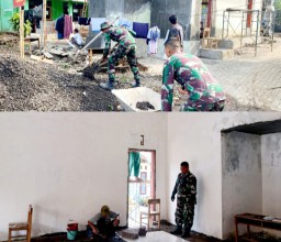 Danramil 0822/01 Bondowoso Lakukan Pengawasan Pembangunan Mushalla TMMD ke-123 di Desa Gunosari