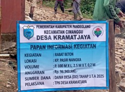 Warga Apresiasi Atas Pembangunan Jalan Rabat Beton Yang Sukses di Bangun Oleh Pemdes Kramat Jaya 