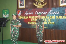 Laporan Korps Kenaikan Pangkat Bintara Dan Tamtama Kodim 0503/JB Periode 01-04-2025 Berlangsung Lancar Dan Tertib.
