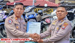 Satlantas Polres Sampang Menerima Pelimpahan Barang Bukti Kendaraan Bermotor dari Satlantas Polres Bangkalan