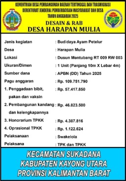 Proyek Budidaya Ayam Petelur Desa Harapan Mulia Menuai Kritikan Warga, Pihak Desa Berikan Klarifikasi