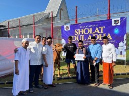 Lapas Narkotika Pamekasan Gelar Shalat Ied dan Pemotongan 13 Hewan Qurban Dalam Rangka Peringatan Idul Adha 1446 H