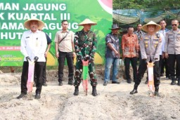 Polres Gresik Genjot Swasembada Pangan Lewat Tanam Jagung Serentak di Randu Agung