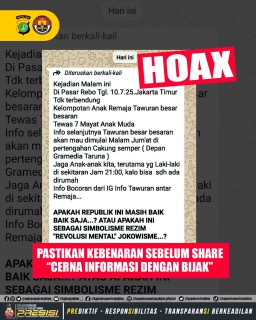 Polisi Klarifikasi Isu Tawuran Massal dan 7 Remaja Tewas di Jakarta Timur: Dipastikan Hoaks