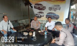 Satuan Binmas Polres Bandara Ngurah Rai Sambangi Pool Taxi Sapta Pesona, Sampaikan Himbauan Kamtibmas