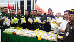 Satgas Yonarhanud 1/PBC Kostrad Berhasil Cegah Masuknya Narkoba, Pangdam XII/Tpr Serahkan 63 Kilogram Sabu